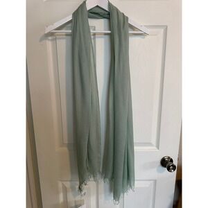 NWT J.Crew Silk Cashmere Wrap Scarf Sage Green Frayed Fringe